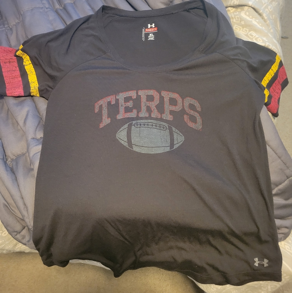 Distressed Terps Under Armour shirt